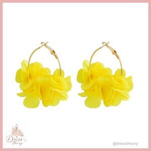 Large Boho Flower Huggie Hoop Earrings Statement White Floral Jewelry